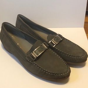 Ara grey leather penny loafers